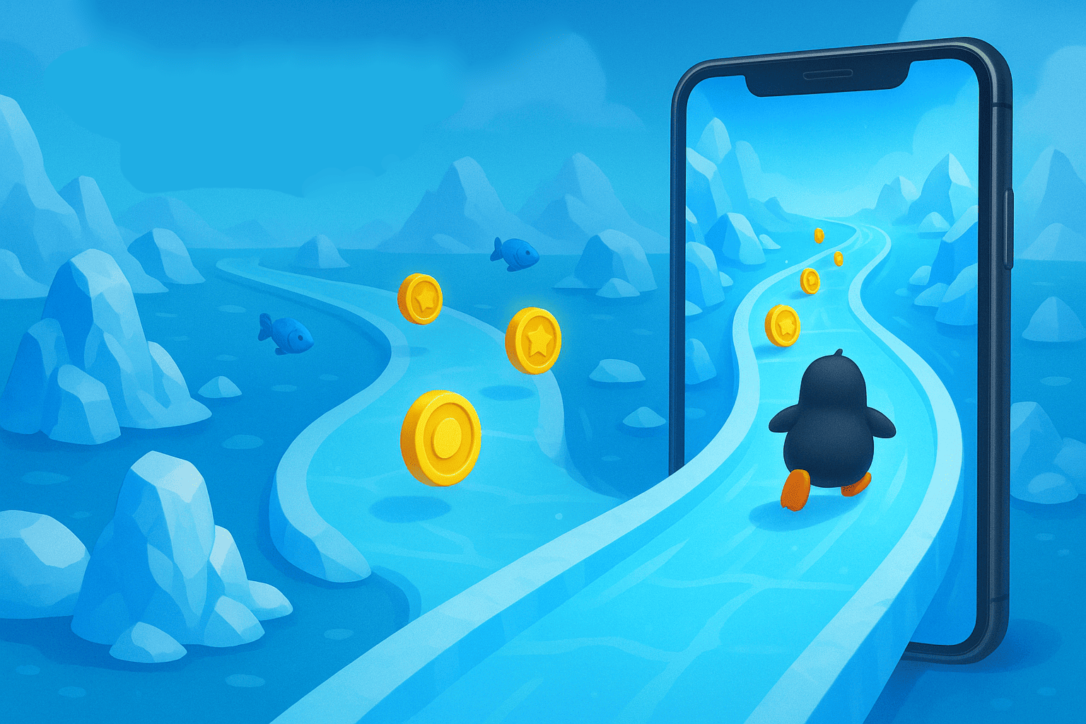 Penguin Rush en 1win Chile