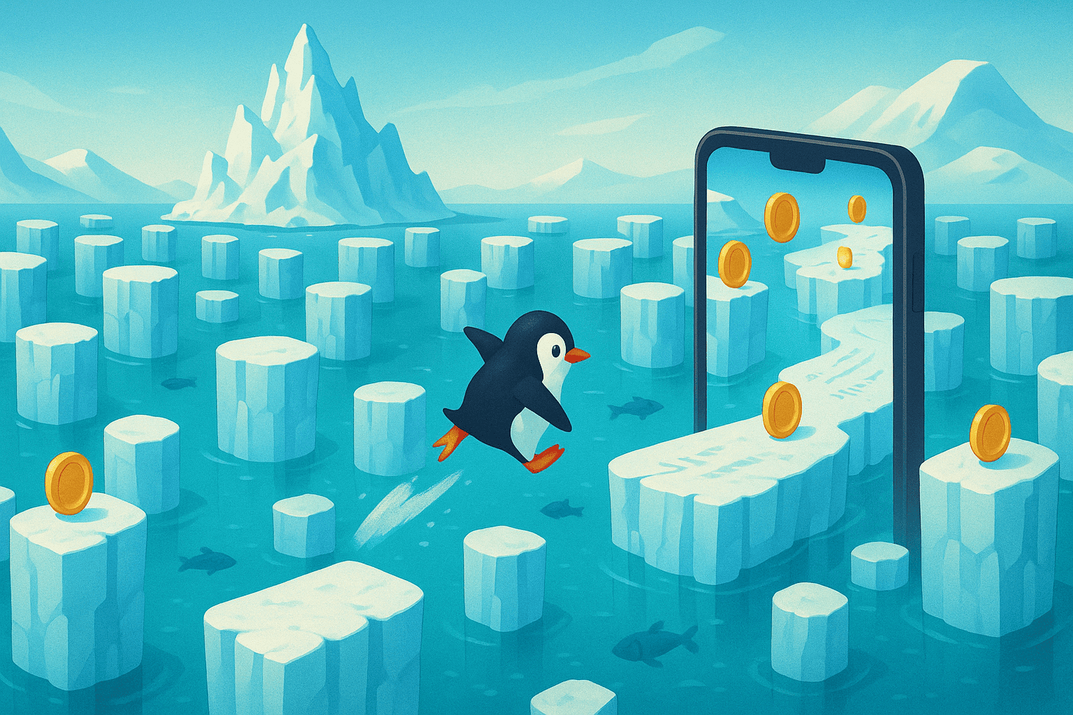 Penguin Rush en 1win Chile